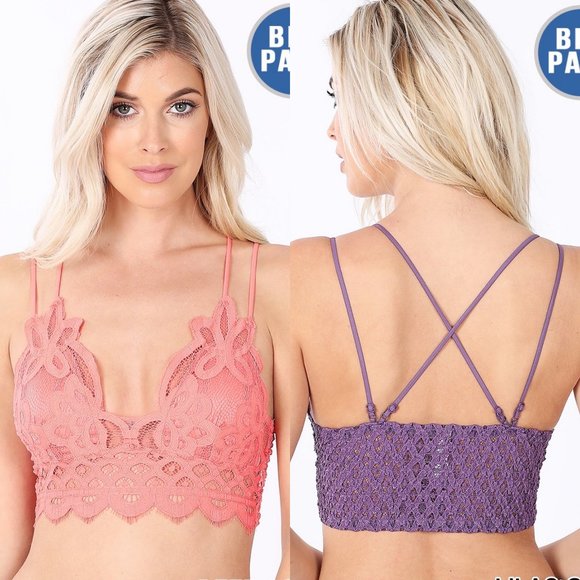 Other - Lace Crochet Cross Back Bralette Crop Top